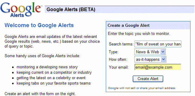 Create Google Alert